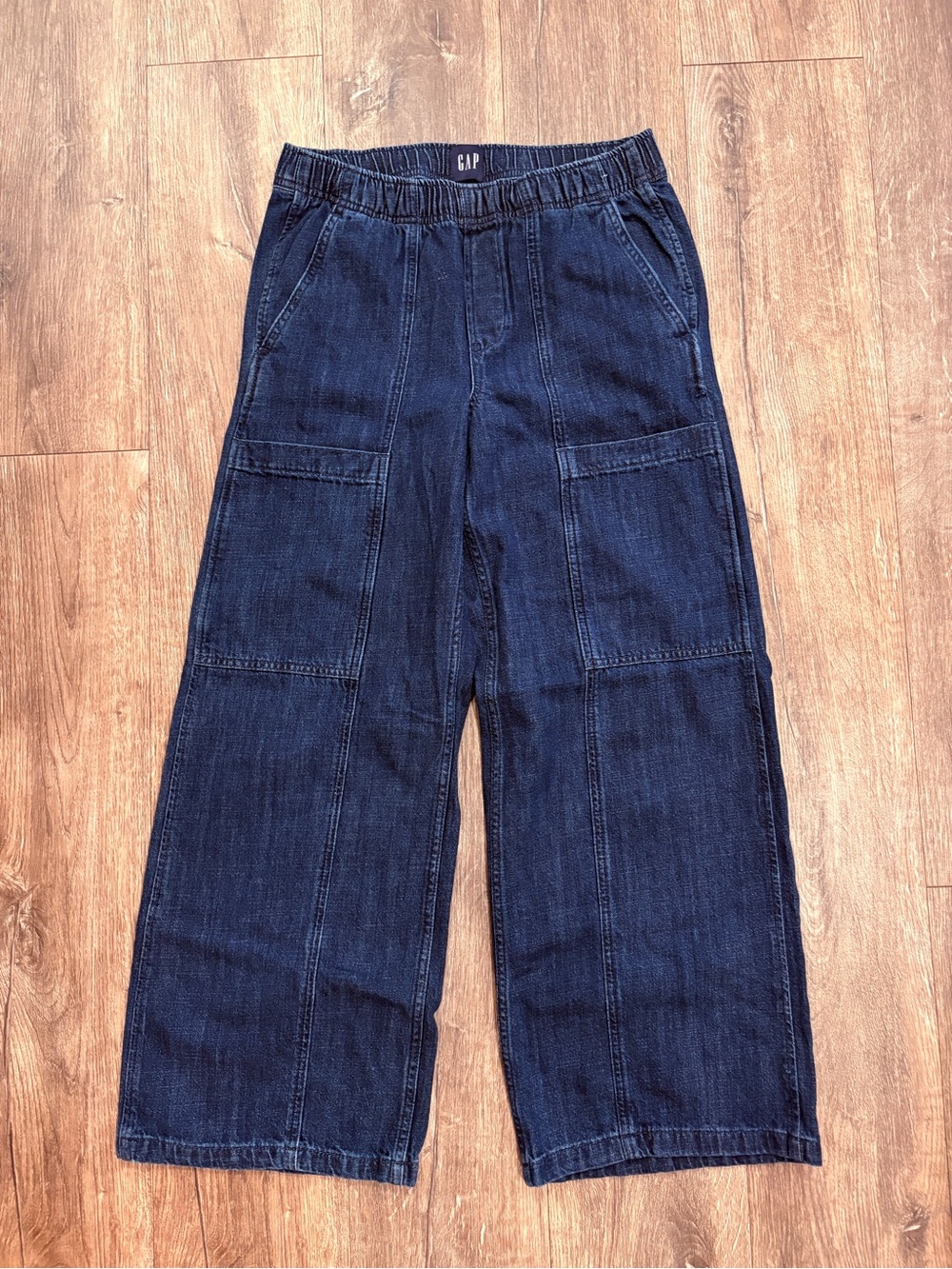 GAP Women's Relaxed Wide-Leg Dark Blue Denim Jeans